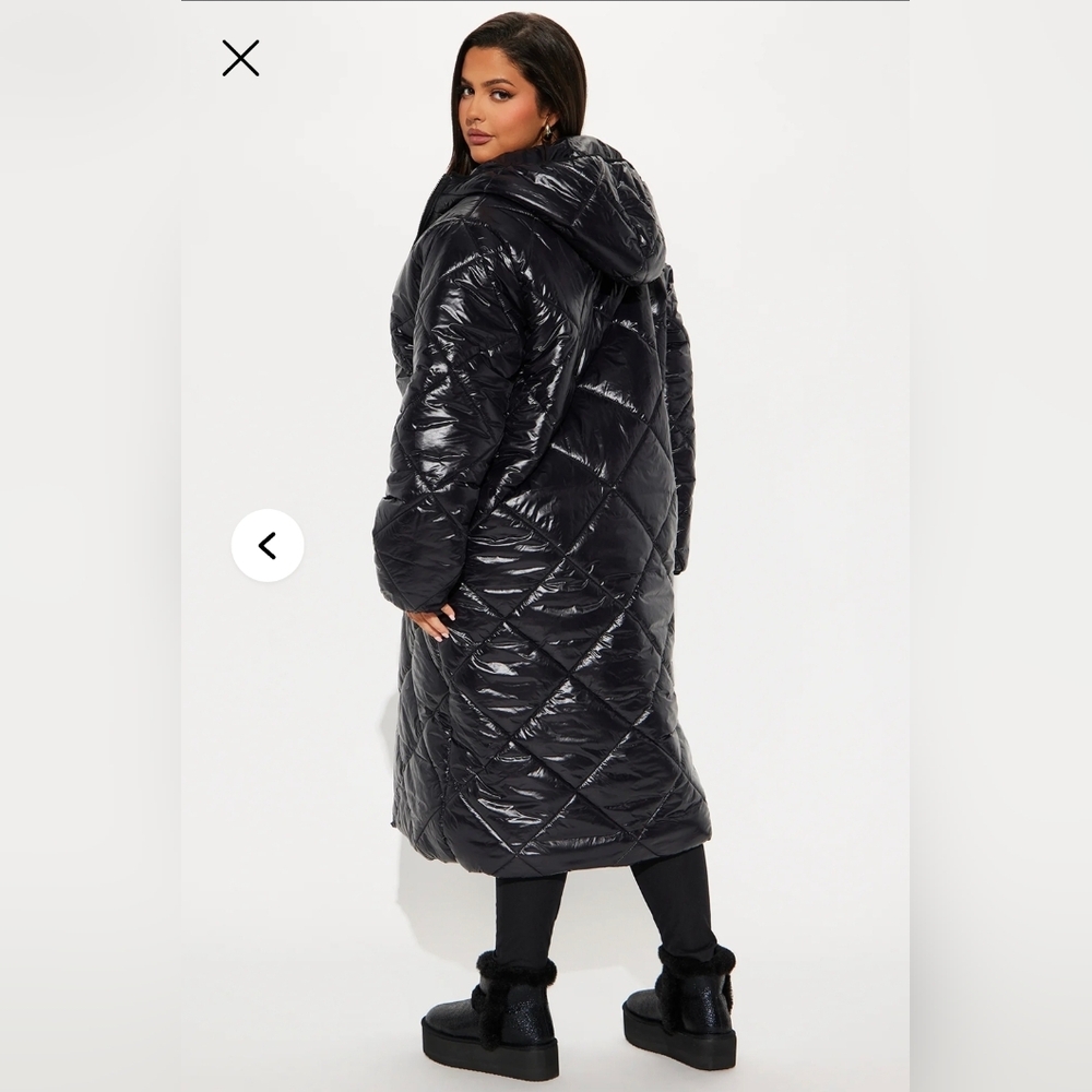Fashion Nova Everyday Swag Black Long Puffer Coat S NWT - Picture 3 of 7